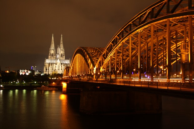 Cologne Cathedral "Kölner Dom" and Hohenzollern Bridge at night