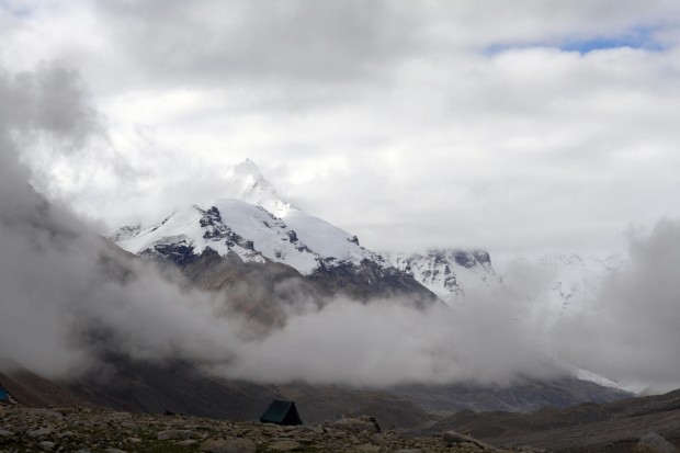 Abandoned Tent in front of Mount Everest