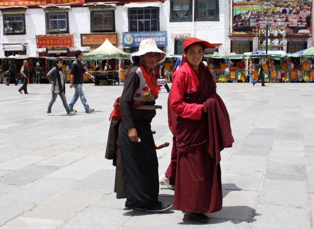 Local tibetan women on the Barkhor in Lhasa, Tibet