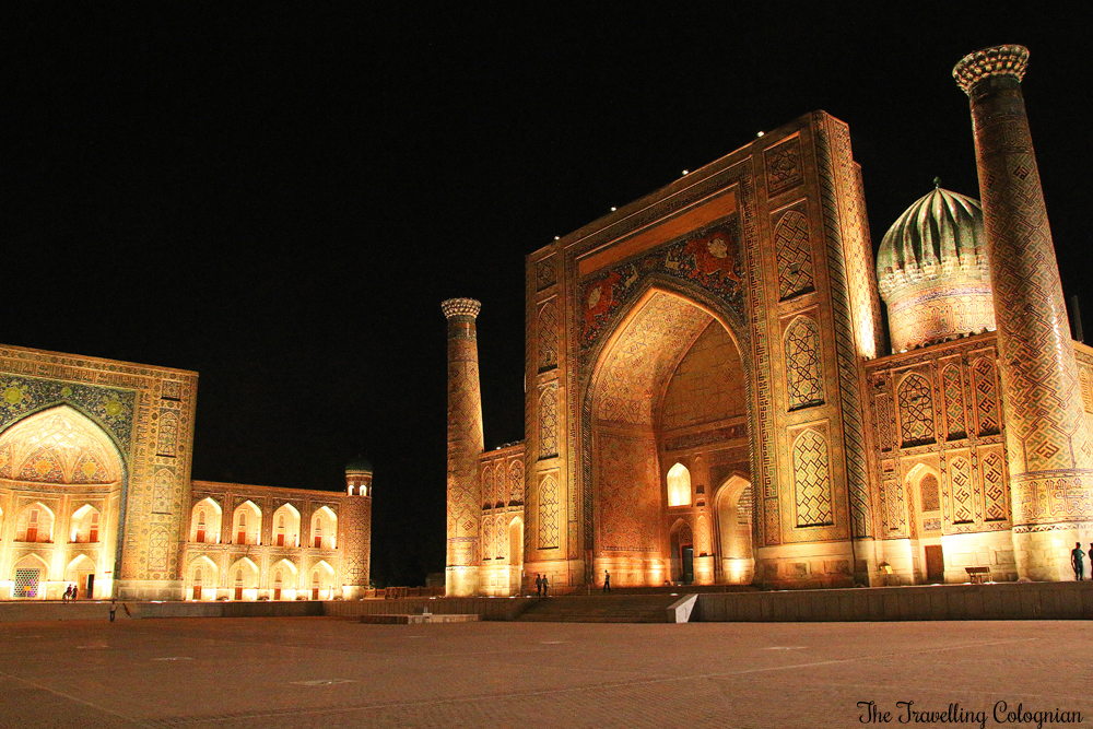 The Jewels of Samarkand - the Sher Dor Medressa at night