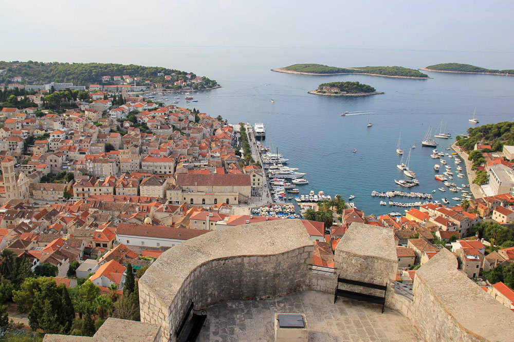 View of the historic old town of Hvar Island