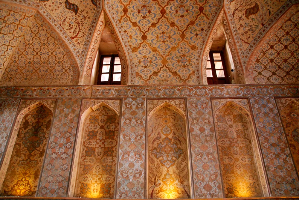 Wanddekoration im Ali-Qapu-Palast in Isfahan, Iran