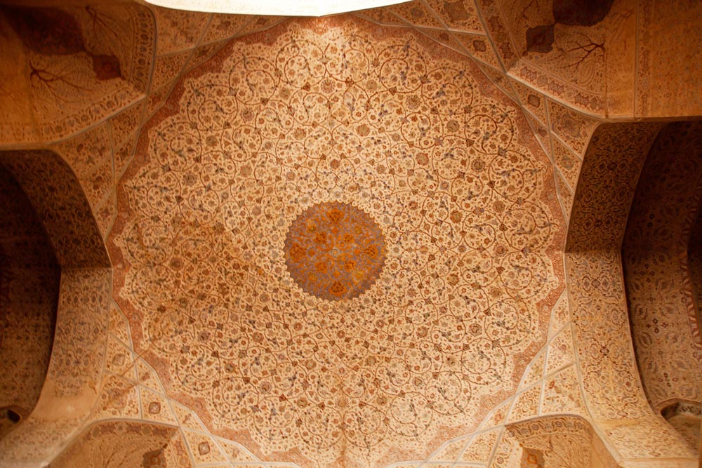 Ceiling decoration in Ali Qapu Palace in Isfahan, Iran