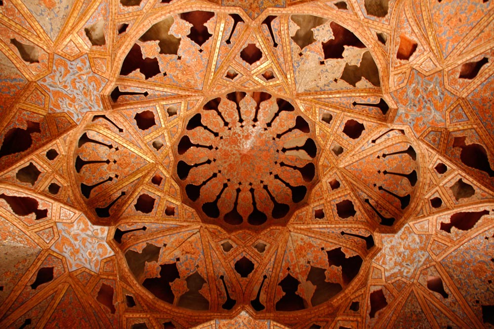 Ceiling decoration in the Ali Qapu Palace in Isfahan, Iran