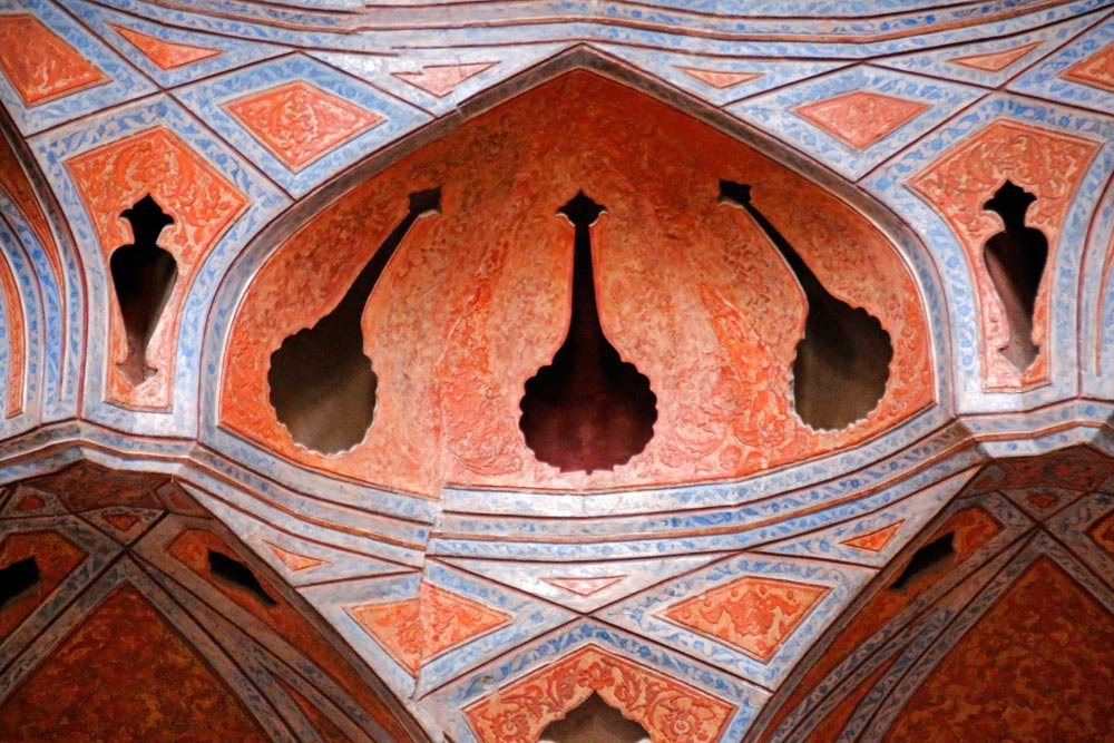 Detail decoration in a niche in the Music Room of the Ali Qapu Palace in Isfahan, Iran