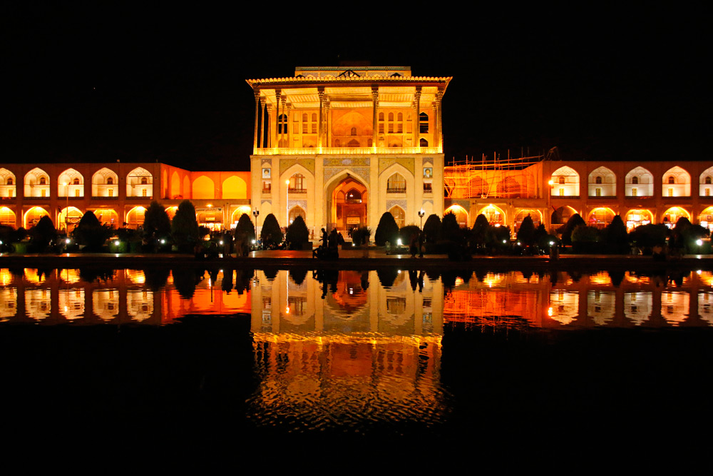 The Ali Qapu Palace in Isfahan, Iran at Night
