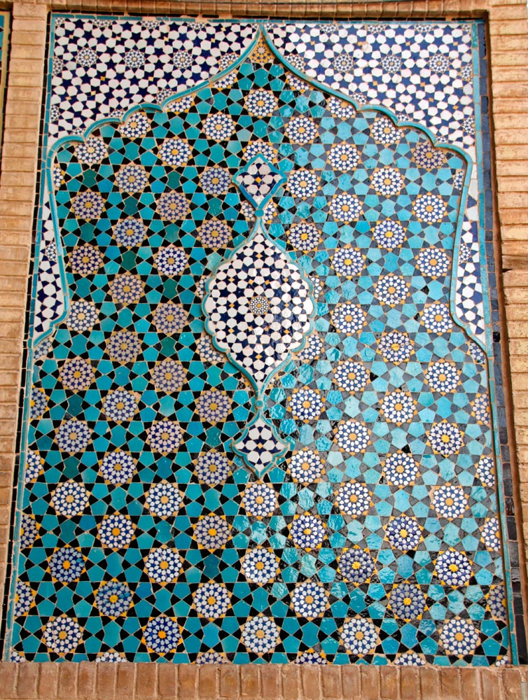 Tile decoration on the West Ivan of the Jame Mosque in Isfahan, Iran
