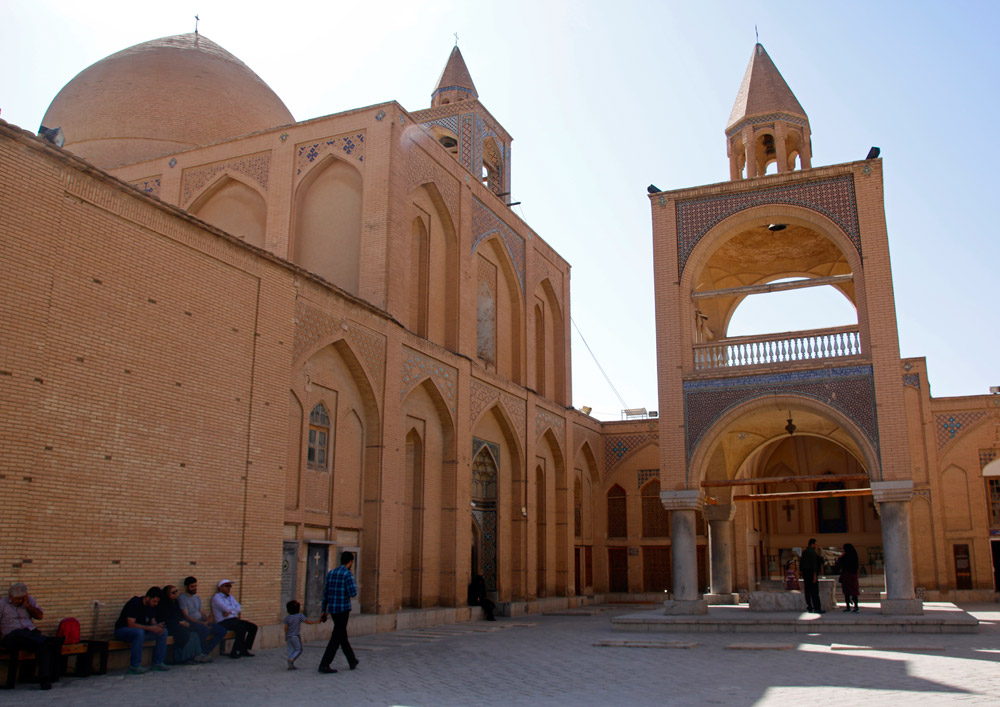 Church building and bell tower of the Vank Cathedral in Isfahan, Iran