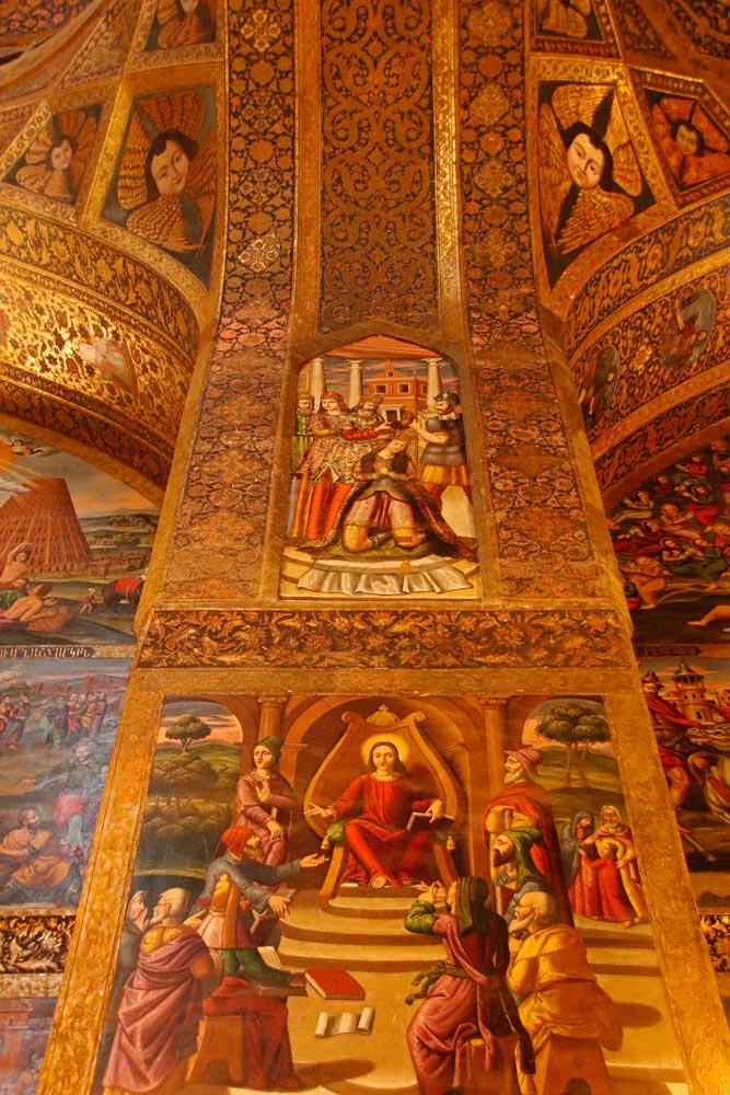 Frescoes on an arch in the Vank Cathedral in Isfahan, Iran