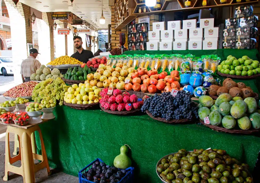 Obststand im Qaysari-Bazaar in Erbil
